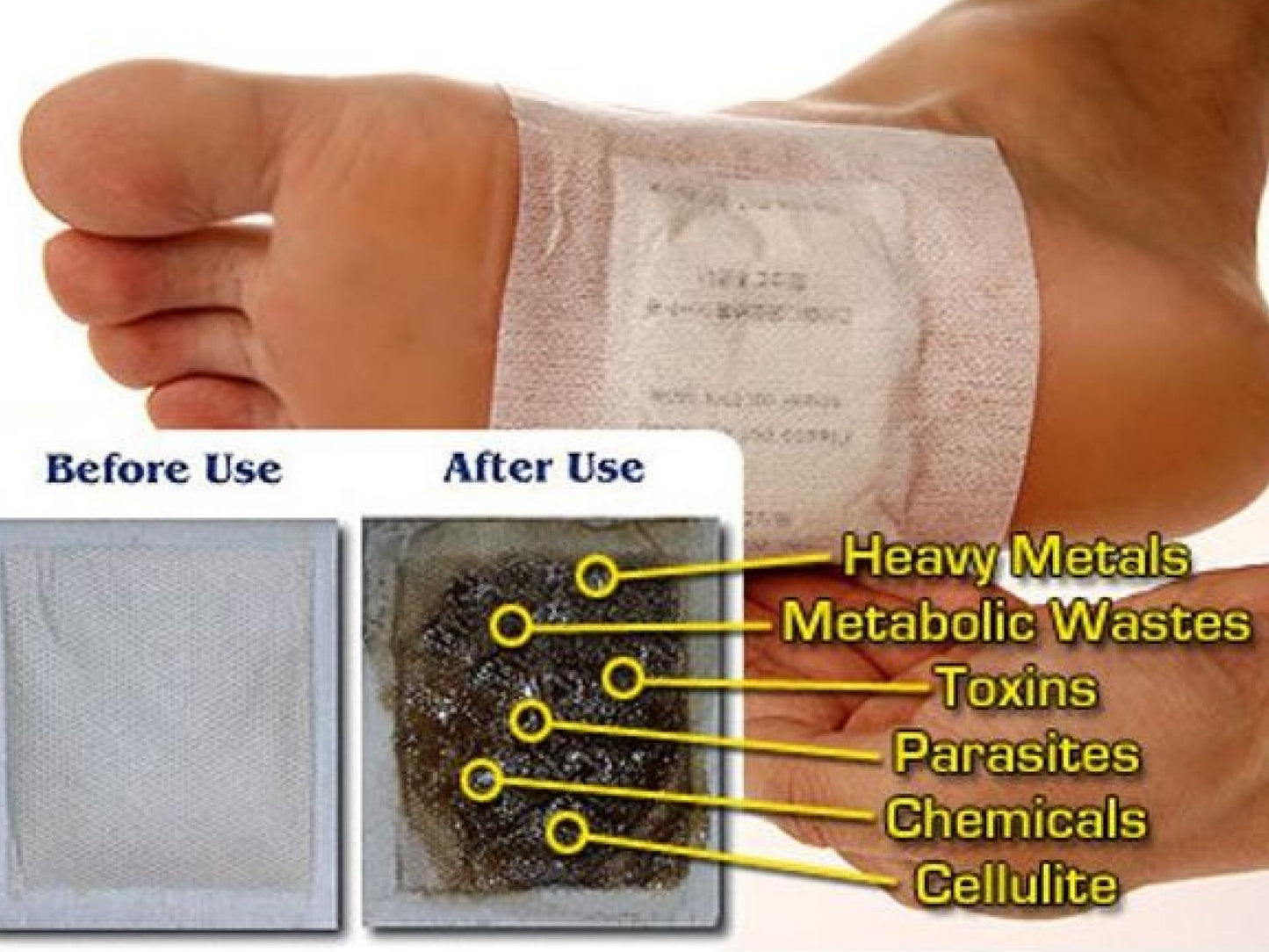 Organic Herbal Detox Foot Pads - Back To Nature Brand - Detoxify Your Body While You Sleep! Best Price & Fast Shipping!