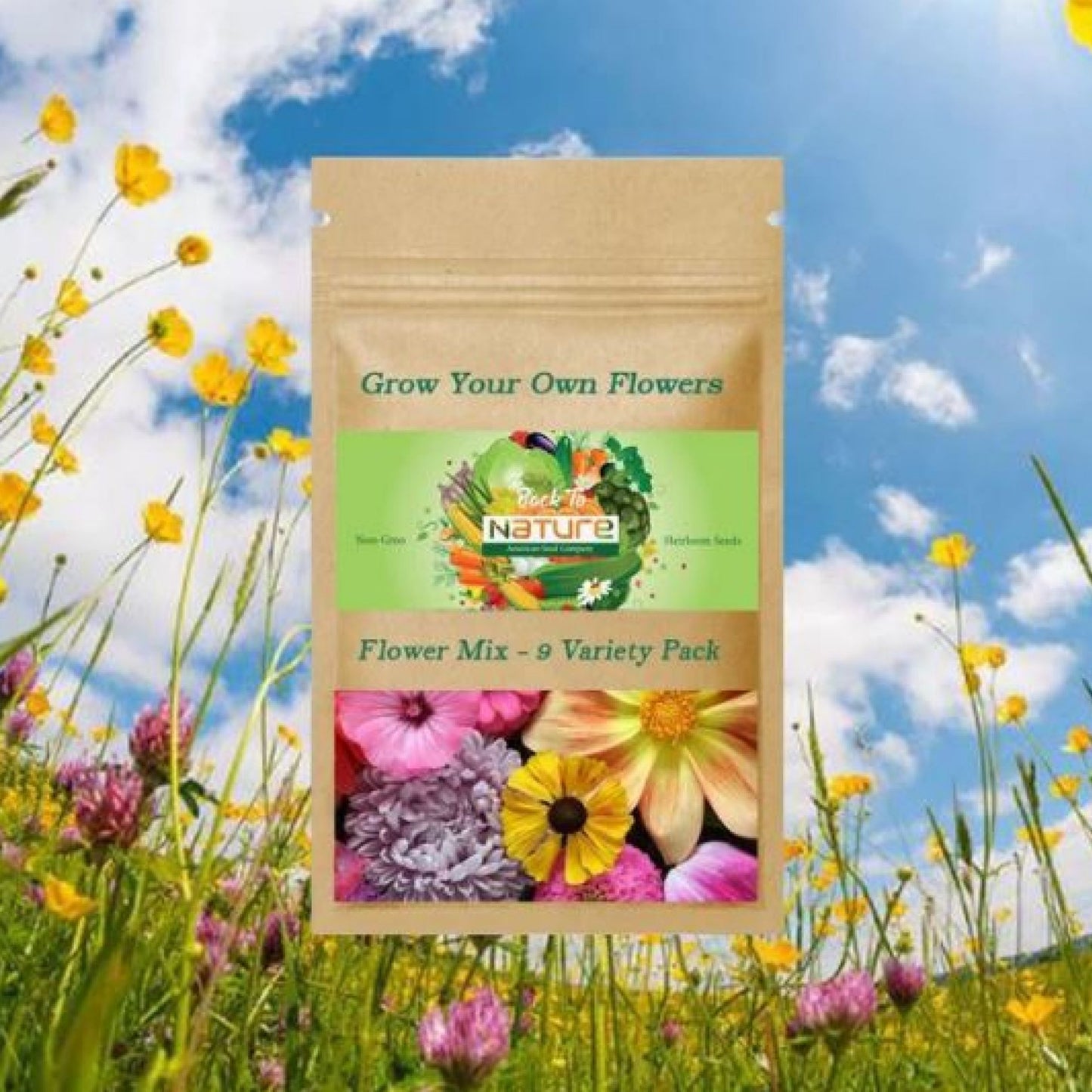 Beautiful Flower Variety Seed Kit - 9 Varieties - Organic - Non Gmo - Heirloom Seeds – Flower Seeds - USA Garden Seeds